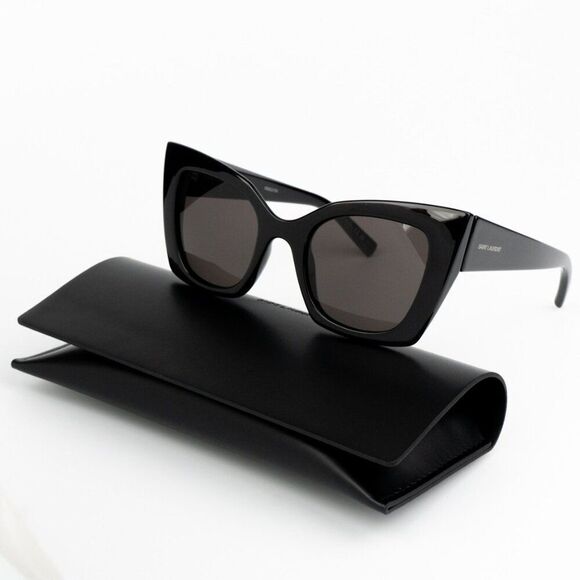 NEW Saint Laurent SL552 001 Black Cat Eye Women Sunglasses - Picture 1 of 13